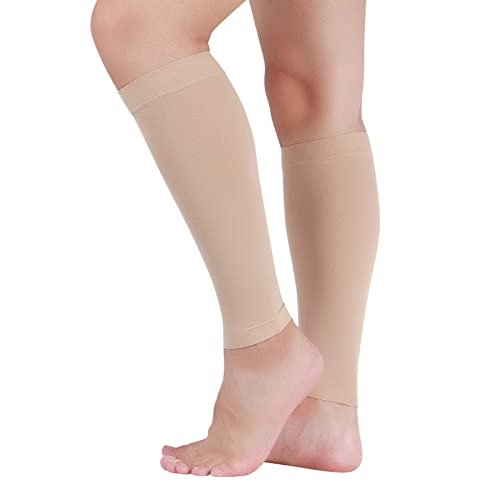 Image of Lin Performance Medical Calf Compression Sleeve for Women and Men Lightweight Footless Socks for Nurses, Pregnant, Travel and Flight, Varicose Veins, Post Surgery Recovery, Edema