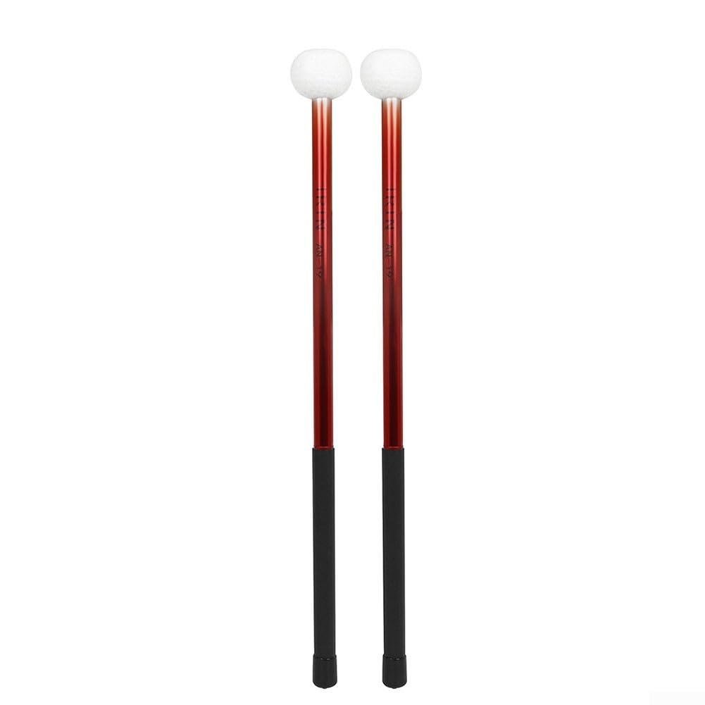 2 PCS Baguettes De Tambour Avec Tête Feutre Laine - Maillets Percussion Fanfare 32cm