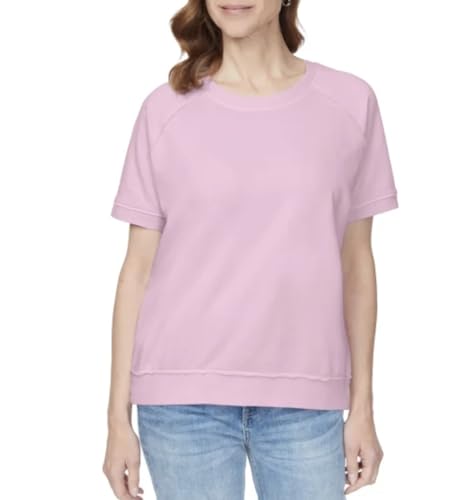 Buffalo David Bitton Womens Effortless Essential Relaxed Fit Short Sleeve Super Soft French Terry Top (US Alpha Large Regular Regular Lilac (Purple))
