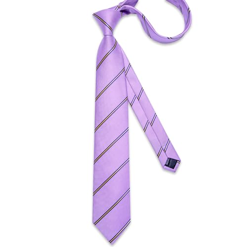 Image of DiBanGu Mens Tie Silk Plaid Striped Necktie and Pocket Square Cufflinks Tie Clip Set with Gift Box Formal Wedding Party