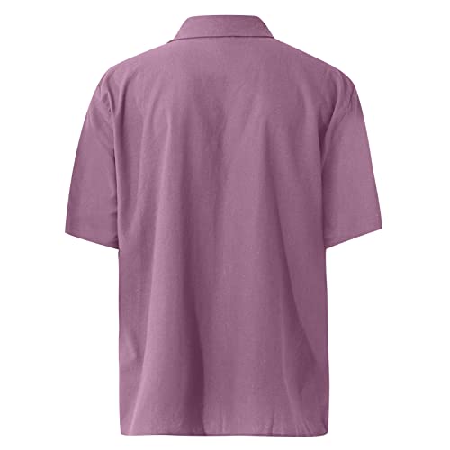 Xdtdryryu Mens Golf Shirt Button Up Short Sleeve Quick Dry Summer Running Moisture Wicking Business Shirts Hawaiian Wicking Fitted Shirt Gifts For Dad F-Pink L 508 #TOP2