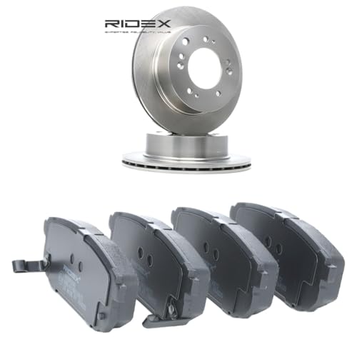 RIDEX Kit de discos de freno y pastillas 3405B2290 Eje trasero sin tornillos ventilación interna