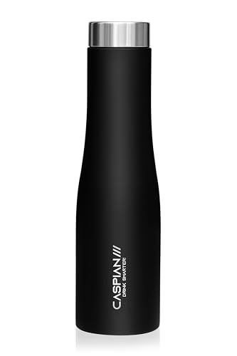 Image of CASPIAN / / / Aqua Stainless Steel Water Bottle (Black, 1 Litre)| Leak Proof Thunder for Fridge Home Office Travel School Kids Boys Girls Adults Sports Gym Yoga