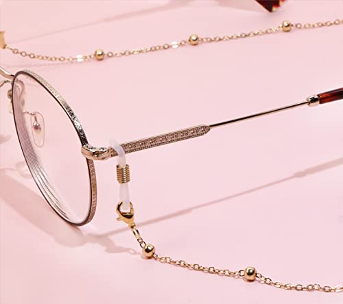 Image of ONLYKXY 1pcs Metal Glasses Chain Holder Eyewear Retainer Eyeglass Straps Elegant Retro Sunglasses Lanyard Necklace Decorative Chain(Gold Bead - Gold Chain)