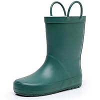 LANCDON Toddler Rain Boots for Boys and Girls Waterproof Rubber Kids Rain Boots with Easy on Handles All-season Outdoor Shoes