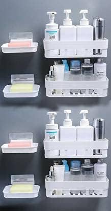 QXORE Heavy Duty Bathroom Organiser Without Drill/Bathroom Shelf ...
