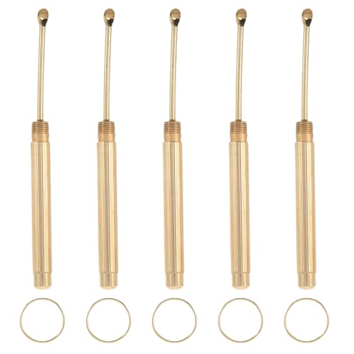 BAZEITFLOW 5 Limpiadores De Oídos Portátiles Reutilizables De Metal Llavero Cuchara Para Los Oídos De Bolsillo Para Cerumen De Metal Dorados