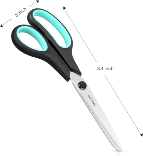 Image of iBayam 8.5 inch All Purpose Sharp Black Scissors, Comfort-Grip Handles, 24-Pack | 2.5MM Thick Blade, School Student Teacher Classroom Must Have, Office Desk Home Sewing Fabric Supplies, Right & Left Handed