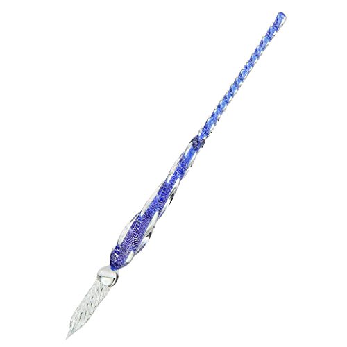 Image of Ankena Crystal Glass Dip Ink Pen Set - Non-Carbon Writing Tool For Art Decoration - Vintage Handmade Gift - Four Colors Available (Deep Blue Sets)