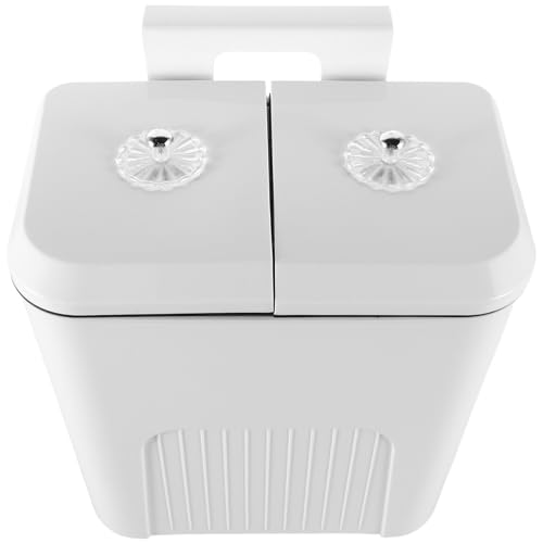 Poubelle double compartiment cuisine blanche murale en plastique résistant