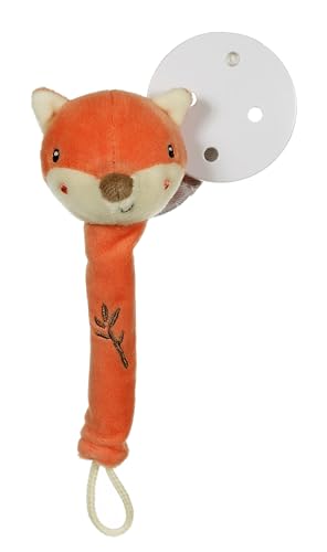 GIPSY TOYS – PELUCHE ACCROCHE-TETINE RENARD – GAMME « BAMBOO » - 13 CM S/CARTE – ORANGE ET BEIGE – 1ER AGE