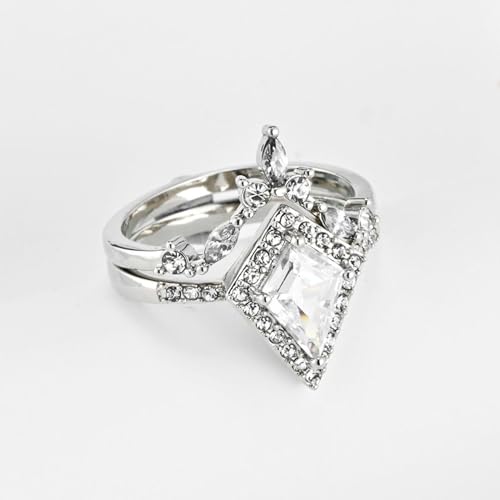 Women's Wedding Ring Sets 1.5CT Trapezoid AAA CZ White Gold Plated 2pcs Ring2
