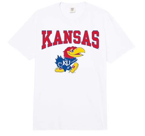 Kansas Jayhawks Mascot White Officially Licensed Comfort Colors Adult Heavyweight T-Shirt