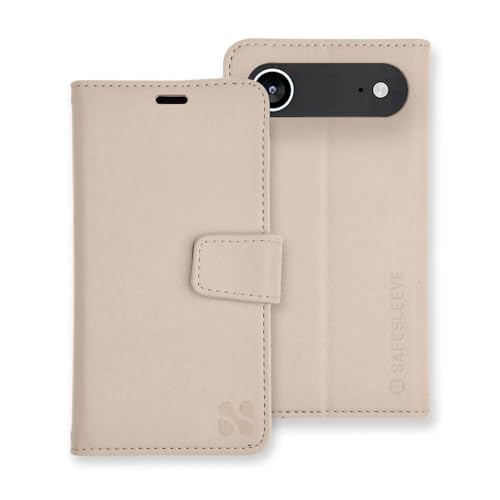 SafeSleeve EMF Blocker Leather Wallet Case for iPhone 17 Air, Beige