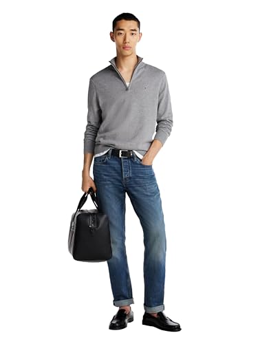 Tommy Hilfiger Herren Lightweight Quarter Zip Sweater Pullover, Mittelgrau meliert, Medium – Ansicht 3