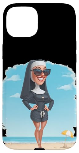 ビーチやプールシーズン愛好家のための面白いバケーション修道女 スマホケース iPhone 15 Plus 用