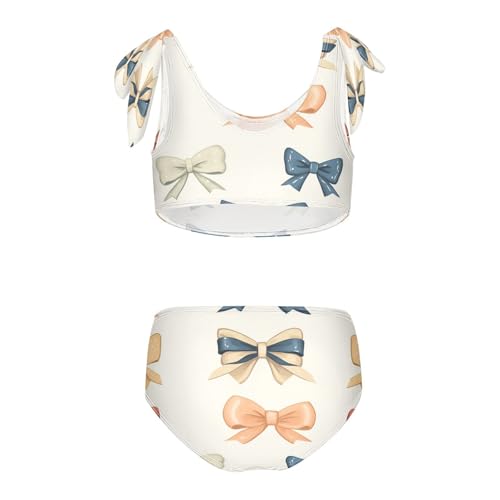 Bows Coquette Ribbons Yellow Orange Girls Tankini Swimsuit Kids Bikini Sets 2 Pcs Bathing Suit 3T2