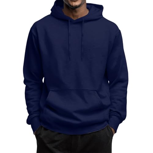 Hoodies for Men Lightweight Thin Fleece Hoodie Pullover with Hood Casual Basic Plain Pullover Sweatshirt - Main Image