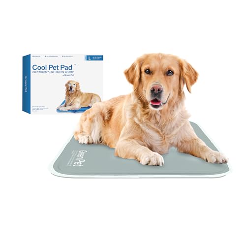 The Green Pet Shop Cool Pet Pad - Large, Sage Grey - Self-Cooling, Pressure Activated Mat for Dogs & Cats from 46-80 lbs - Non-Toxic Gel, No Water Needed