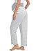 SWOMOG Womens Maternity Pajama Pants Over The Belly Pregnancy Pants Stretchy Lounge Wide Leg Trousers with Pockets Grey Stripes Small
