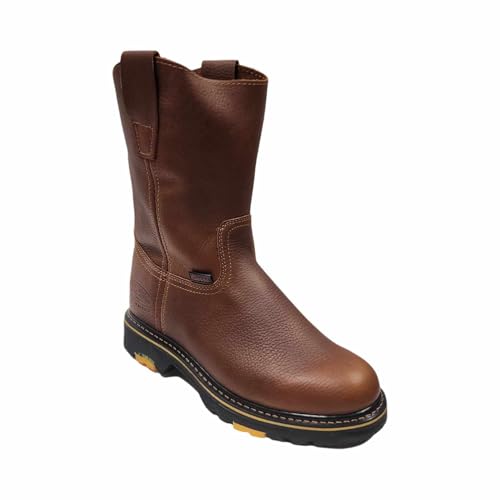 Dona Michi Men's Best Work Boots Brown light W. Pull On Leather oil slip resistant rubber sole4