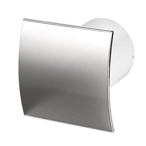 Bathroom Extractor Fan - 100mm, 125mm - Pull Cord, Timer, Humidity Sensor - Silent - Turbo (100mm / 4" Turbo KWT with Pull Cord, Stainless Steel - PEI)