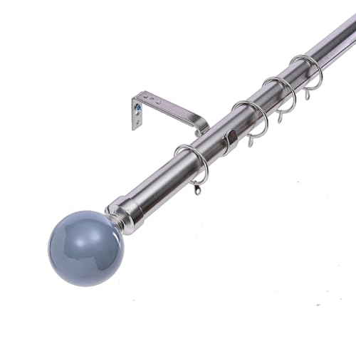 Image of Kestral Painted Ball Finial 28 mm Extendable Metal Curtain Poles Rods Voile Easy Fit, Polished Steel 120-210 cm