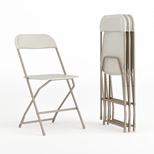 Image of Flash Furniture Hercules Plastic Folding Event Chair, Beige, 4-Pack