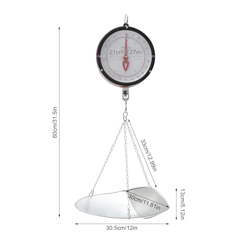 FIPINIXK Double-Sided Dial Hanging Scale, Mechanical Hanging Scale with 2 Units (KG, LBS) Mechanical Hanging Scale for Weighing Grains Meat Feed 10KG/22LBS Load-Bearing Capacity (Red+Black)