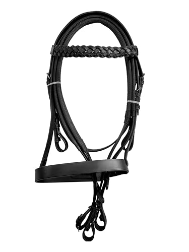 Pferd Zaumzeug Premium Qualität Reithalfter aus Leder geflochtenen Stirnband und