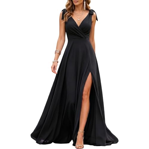 Robe cocktail longue en mousseline plissée fluide pour mariage et cérémonie