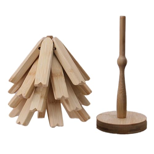 Salvamanteles de madera plegable para árbol, soportes para macetas, salvamanteles de madera, posavasos para decoración de vacaciones, salvamanteles para árbol de Navidad, tapete antideslizante para