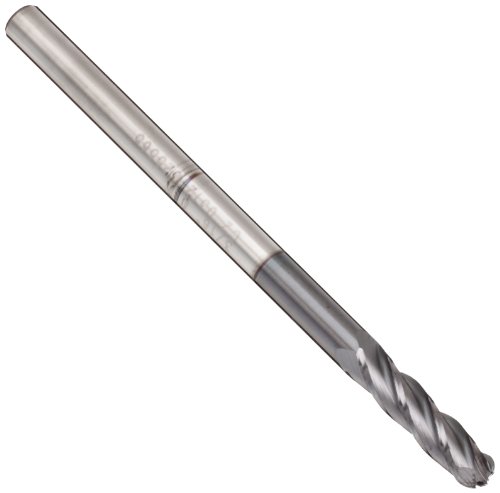 Melin Tool CCMG-LB Carbide Ball Nose End Mill, AlTiN Monolayer Finish, 30 Deg Helix, 4 Flutes, 4