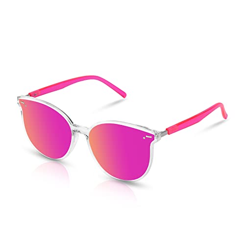 Retro Round Sunglasses for Women, Pink Sunglasses Womens with Classic Trendy Frame Sunnies Shades UV400 Blocking