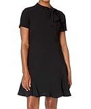 CeCe Sportswear Women's Short Sleeve A-LINE Dress with Bow, Rich Black, 2