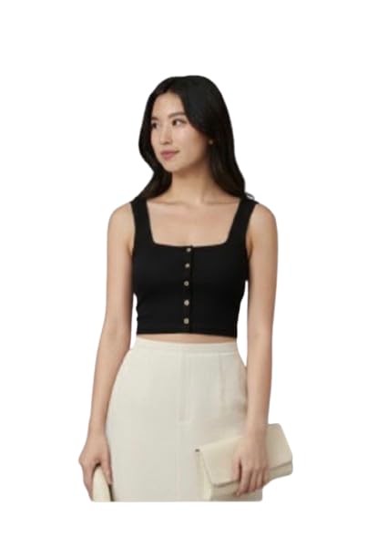 Women's Knitted Sleeveless Solid Square Neck Button Front Tank Tops-picture-13
