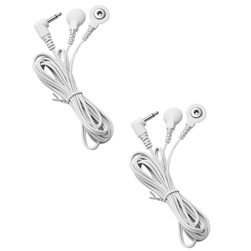 2 Packs Durable TENS Lead Wires 3.5mm Plug TENS to 3.5mm Snap Electrode Wires for TENS Unit, VOVOU Standard Electrodes Lead Wires for TENS EMS Massager Electric Muscle Stimulator