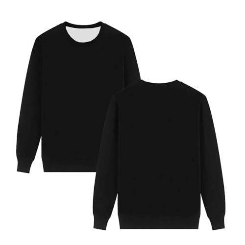 Generisch Personalisierte Sweatshirt Herren Oversize Pullover Selbst Gestalten Rundhals Langarmshirt Bedrucken Lassen Pulli Einfarbig Casual Wollpullover mit Aufdruck Foto Sweatpullover Schwarz L