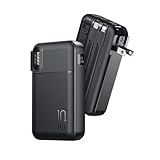 RORRY Portable Charger Built in Cables, AC Wall Plug In Portable Charger Power Bank 10000mAh Travel Battery Pack 22.5W Fast Charging for iPhone 16/15/14 Samsung Galaxy S24/S23/S22 Pixel LG iPad, Black