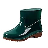  Stiefeletten Damen Absatz Gummistiefel Damen Rrunsv Mode Punkte Muster Regenstiefel Wasserdicht Outdoor Langschaft Stiefel mit Ferse Regenschuhe Casual Garten Naturkautschuk Wellington Boots Stiefel