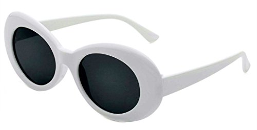 Webdeals Women's Round Retro Oval Sunglasses Color Tint Or Smoke Lenses Clout Goggles, White, Black, Large #TOP1