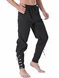 BEDJIMI Mens Medieval Viking Pants Halloween Navigator Pirate Pants Renaissance Ankle Banded Lace Up Casual Trousers