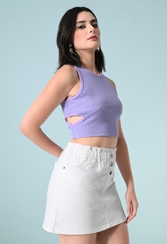 Image of Women's Cotton Ribbed Crop Top | Sleeveless Slim Fit Tank | Summer Wear