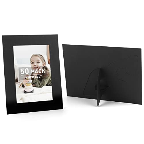 Golden State Art, Paper Picture Frames, 4X6, Black, 50 Pack