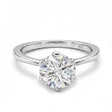 TJC Moissanite 0.75, 2 & 3 Ct Solitaire Engagement Ring for Women 925 Sterling Silver Platinum/Gold Plated, Round Solitaire Diamond Look a Like Wedding Promise Silver & Gold Jewellery Gift