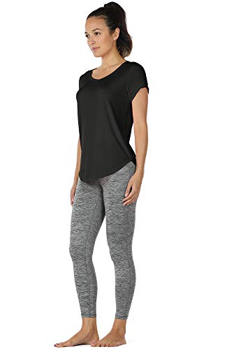 Image of icyzone Open Back Yoga Shirts for Women - Exercise Workout Tops, Athletic Short Sleeves, Running T-Shirts Loose Fit