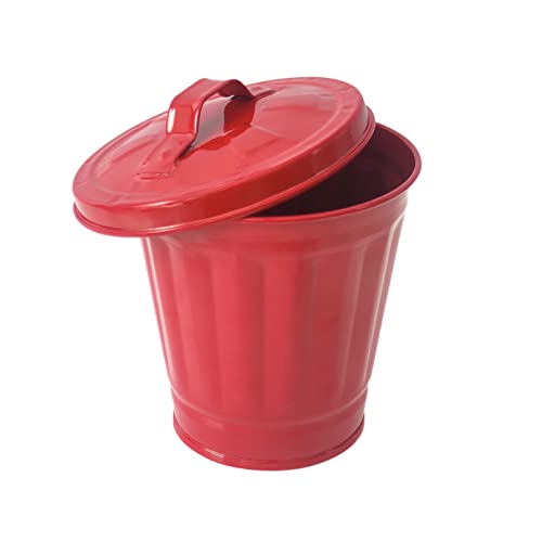 Image of Mini Trash can & Iron Garbage can Pencil Cup Holder 2pcs (Red)