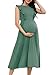 OUGES Damen Sommer Stillkleid Geraffte Reißverschluss Hohe Taille Maix Umstandskleider Ärmellos eine Linie Casual Kleider für Schwangere(Grau Grün,S)