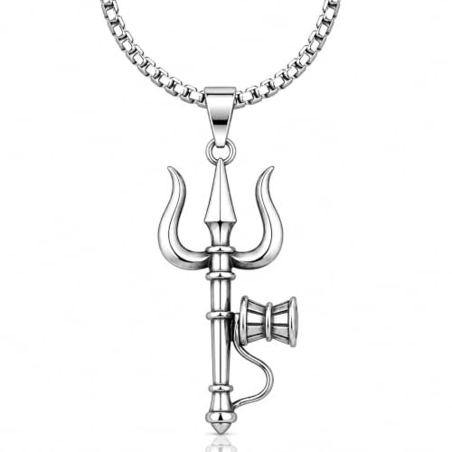 Image of THE MEN THING - Sanatan Divine Symbols Oxidised Pendant Necklace with 24inch Round Box Chain for Men & Boys