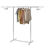 WEASHUME Kleiderständer Stabil Garderobenständer mit Ausziehbare Kleiderstange aus Verchromtes Metal Kleiderständer auf Höhenverstellbar Fuß, Länge: 90-150 cm